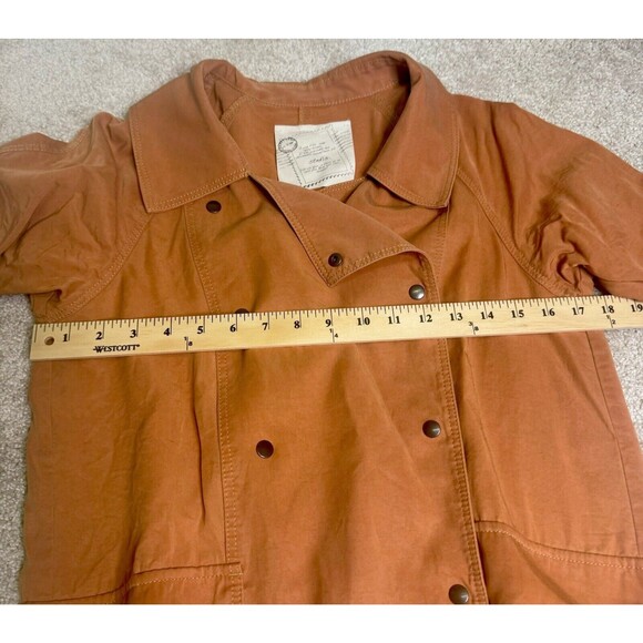Stefis Jacket SZ M Caramel Brown Terra Cotta Color Flowy Jacket Pockets - Picture 7 of 9